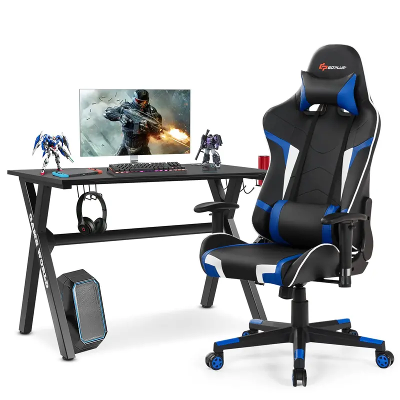 X-Frame Esports Desk and PVC Racing Chair Combo for Competitive Gaming