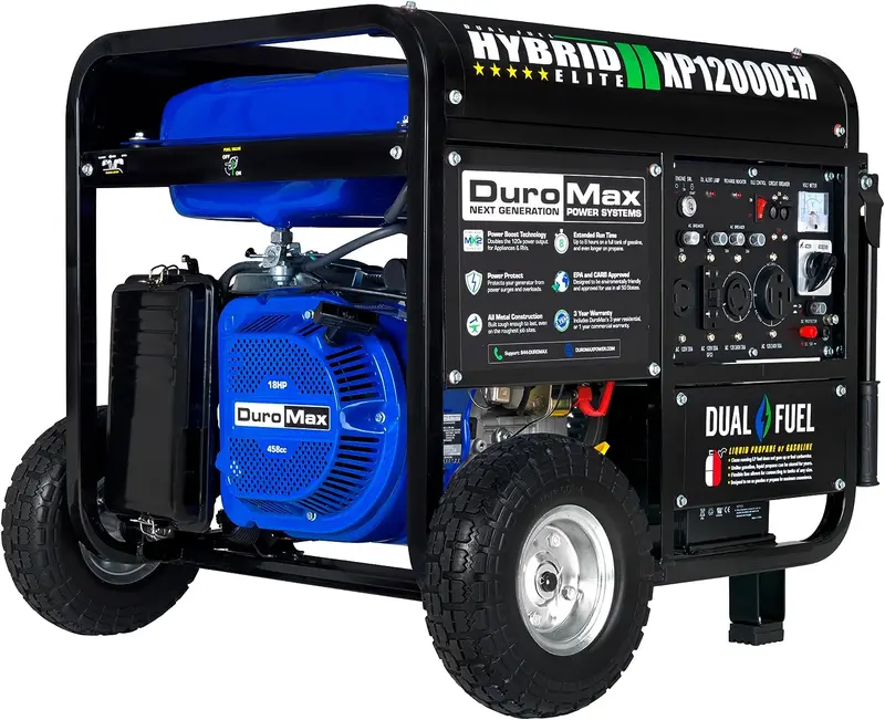 XP12000EH Dual-Fuel Portable Generator – 12,000W Output, 457cc EPA/CARB-Certified Engine (Gas or Propane)