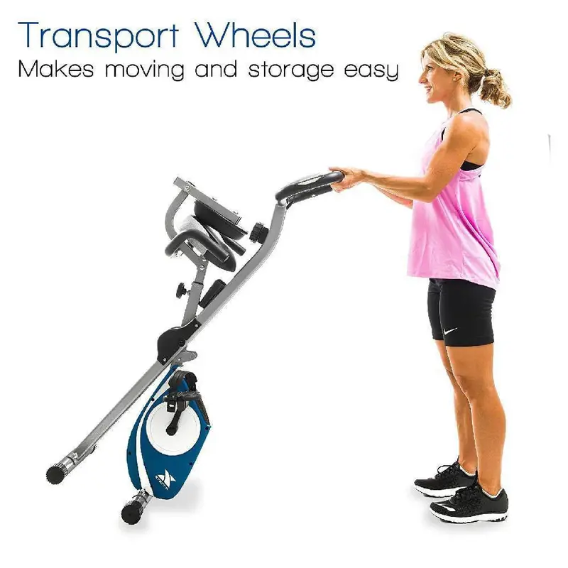 XTERRA FB350 Foldable Magnetic Exercise Bike – Silver Frame, Bluetooth Fitness Tracking, and Smooth Resistance System
