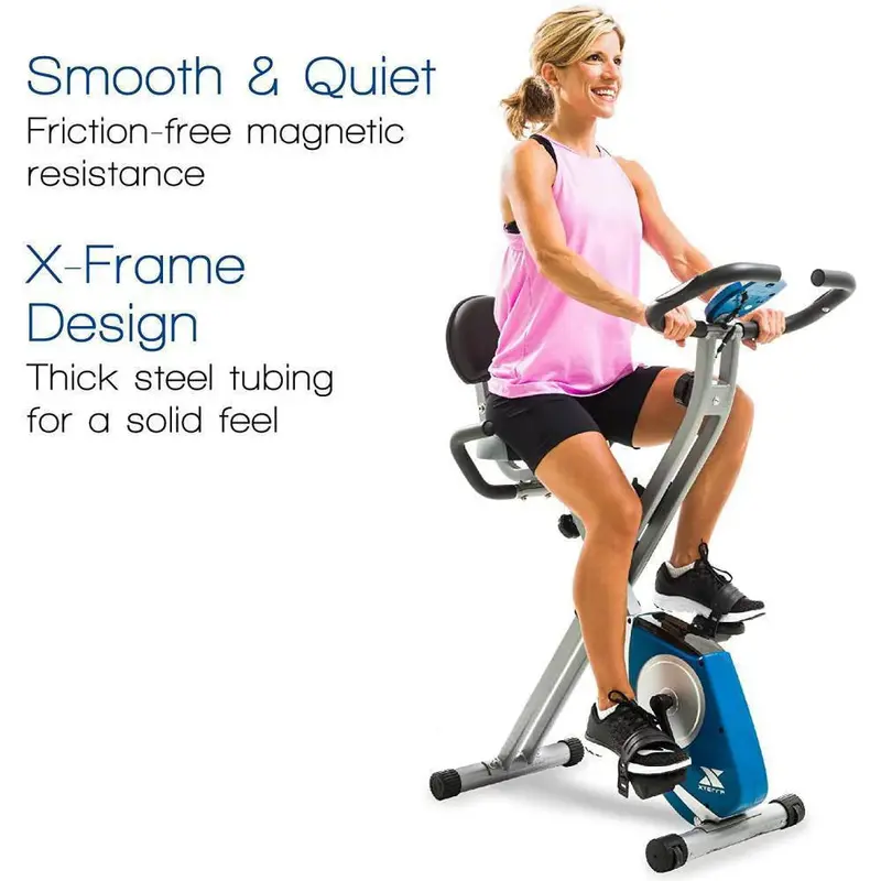 XTERRA FB350 Foldable Magnetic Exercise Bike – Silver Frame, Bluetooth Fitness Tracking, and Smooth Resistance System