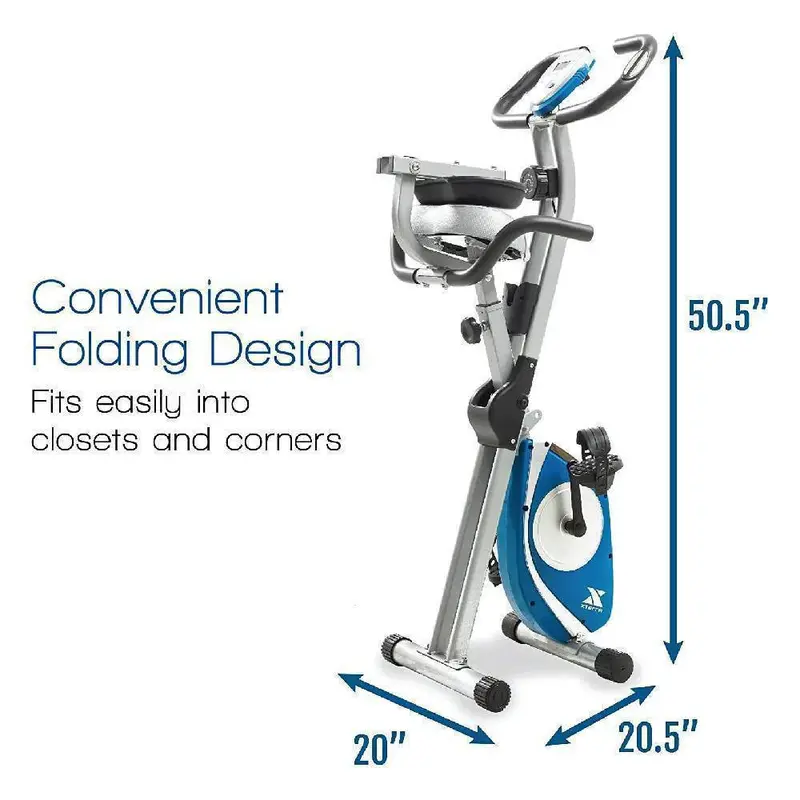 XTERRA FB350 Foldable Magnetic Exercise Bike – Silver Frame, Bluetooth Fitness Tracking, and Smooth Resistance System
