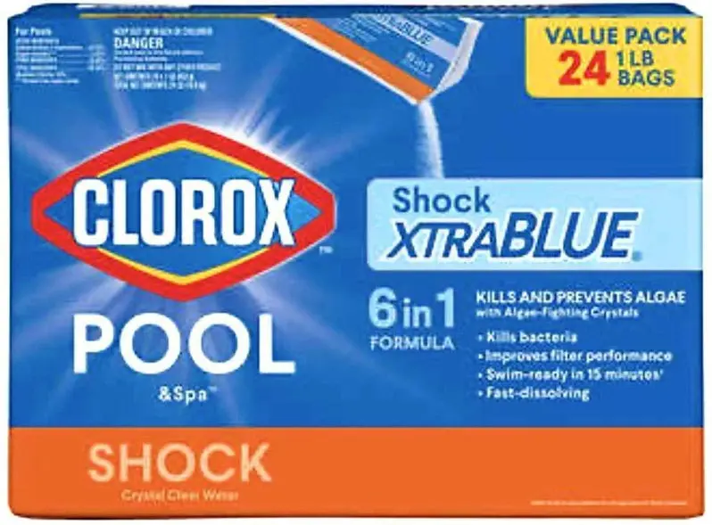 XtraBlue Pool Shock and Algaecide – 1 lb Resealable Bag (24-Pack) for Spas, Hot Tubs, and Small Pools