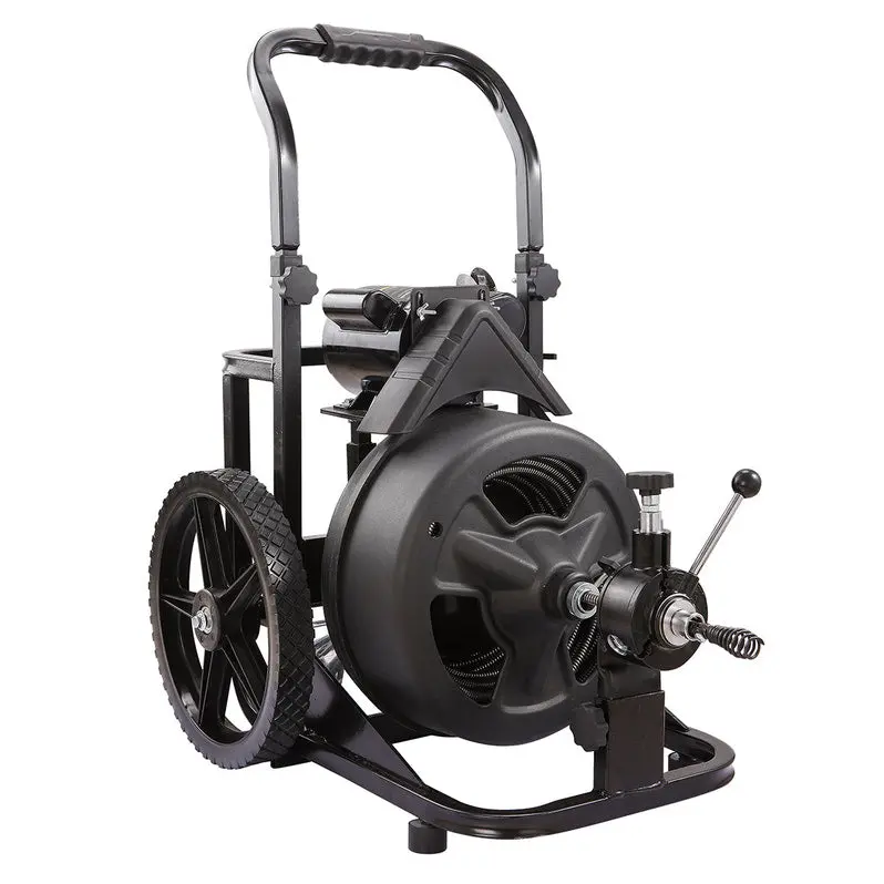 XtremepowerUS Commercial-Grade Electric Drain Auger – 100-Foot Cable with Pro Attachments for Clogs