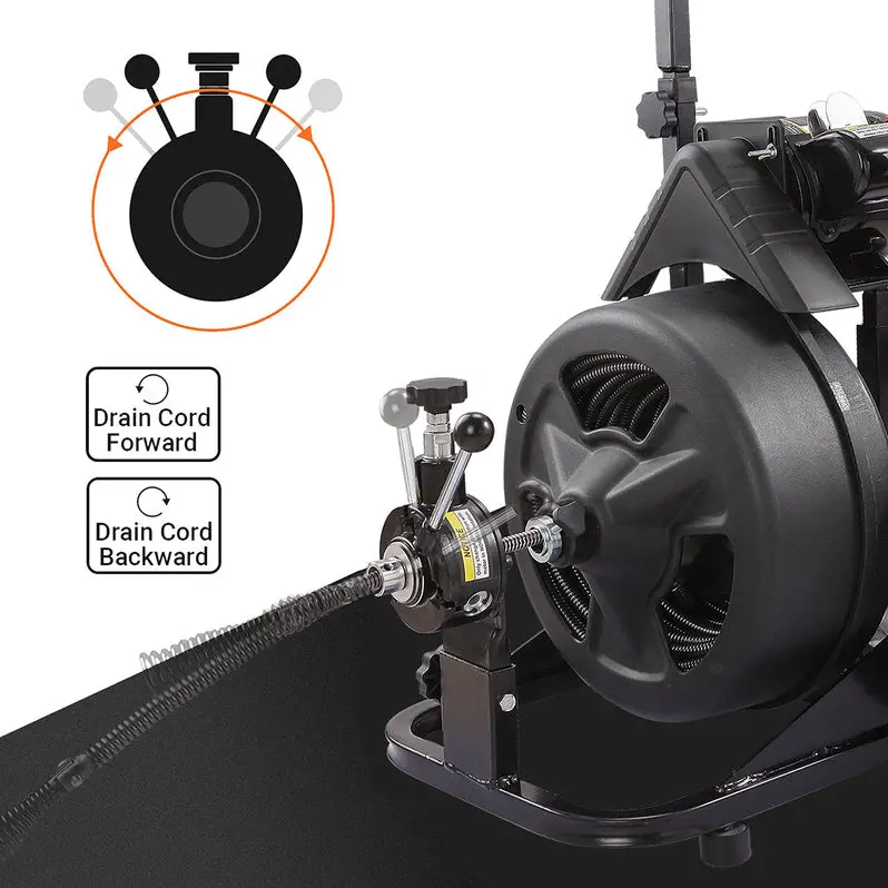 XtremepowerUS Commercial-Grade Electric Drain Auger – 100-Foot Cable with Pro Attachments for Clogs
