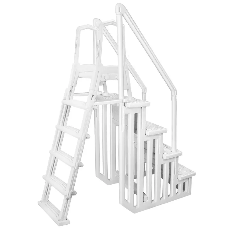 XtremepowerUS Heavy-Duty A-Frame Above-Ground Pool Ladder – Sturdy Entry Step Designed for Large Residential Pools