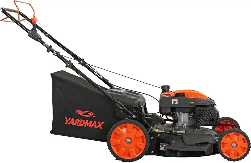YARDMAX 22" Gas Self-Propelled Lawn Mower – 201cc Engine, 6-Speed CVT, Rear-Wheel Drive, 3-in-1 Cutting System