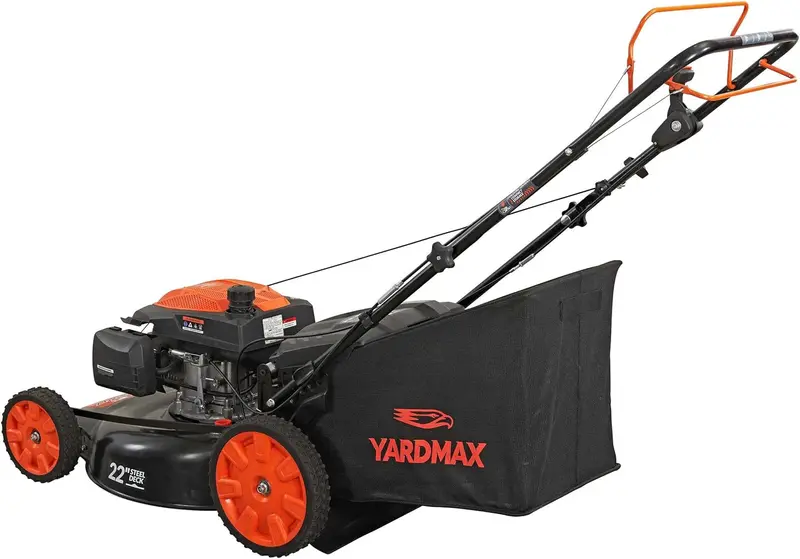 YARDMAX 22" Gas Self-Propelled Lawn Mower – 201cc Engine, 6-Speed CVT, Rear-Wheel Drive, 3-in-1 Cutting System