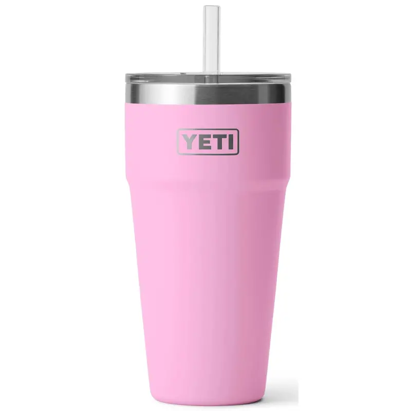 YETI Rambler 26 oz Stackable Insulated Tumbler with Straw Lid – Power Pink