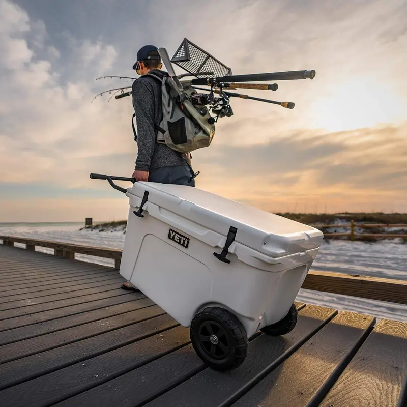 YETI Tundra Haul Wheeled Cooler – 65-Quart Rugged Transport Cooler in Navy Blue
