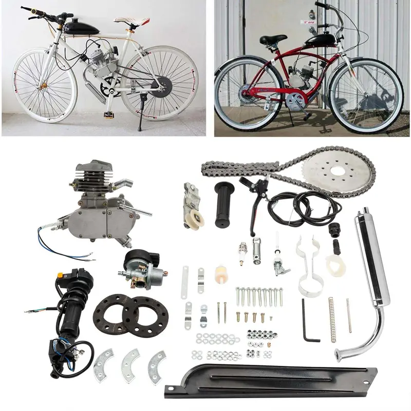 Zimtown 80cc 2-Stroke Motor Conversion Kit – Silver-White Engine for 26" Bikes